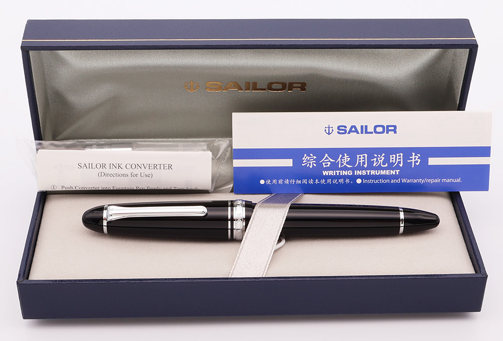 Sailor 1911L Fountain Pen - Black, Rhodium Trim, Extra-Fine 21k